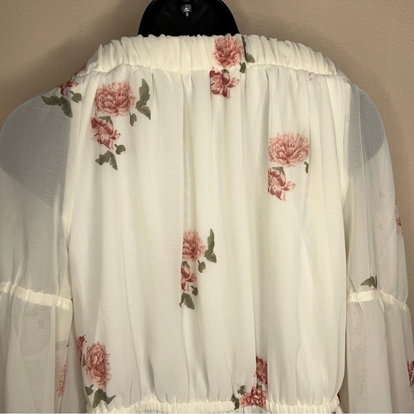 XL BLUSH BRAND DRESS OFF SHOULDER WHITE PINK FLORAL COQUETTE RUFFLE - Picture 5 of 10